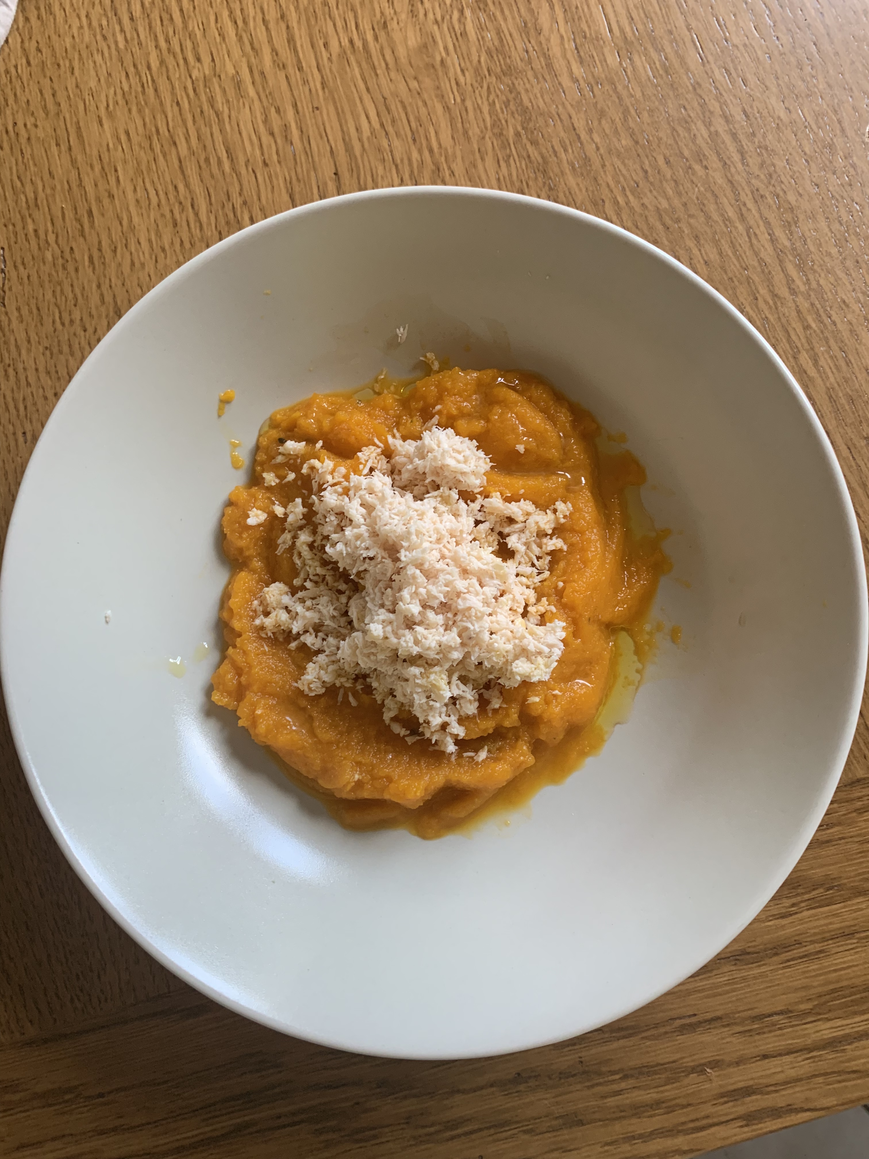 Purè di carote con pollo al vapore